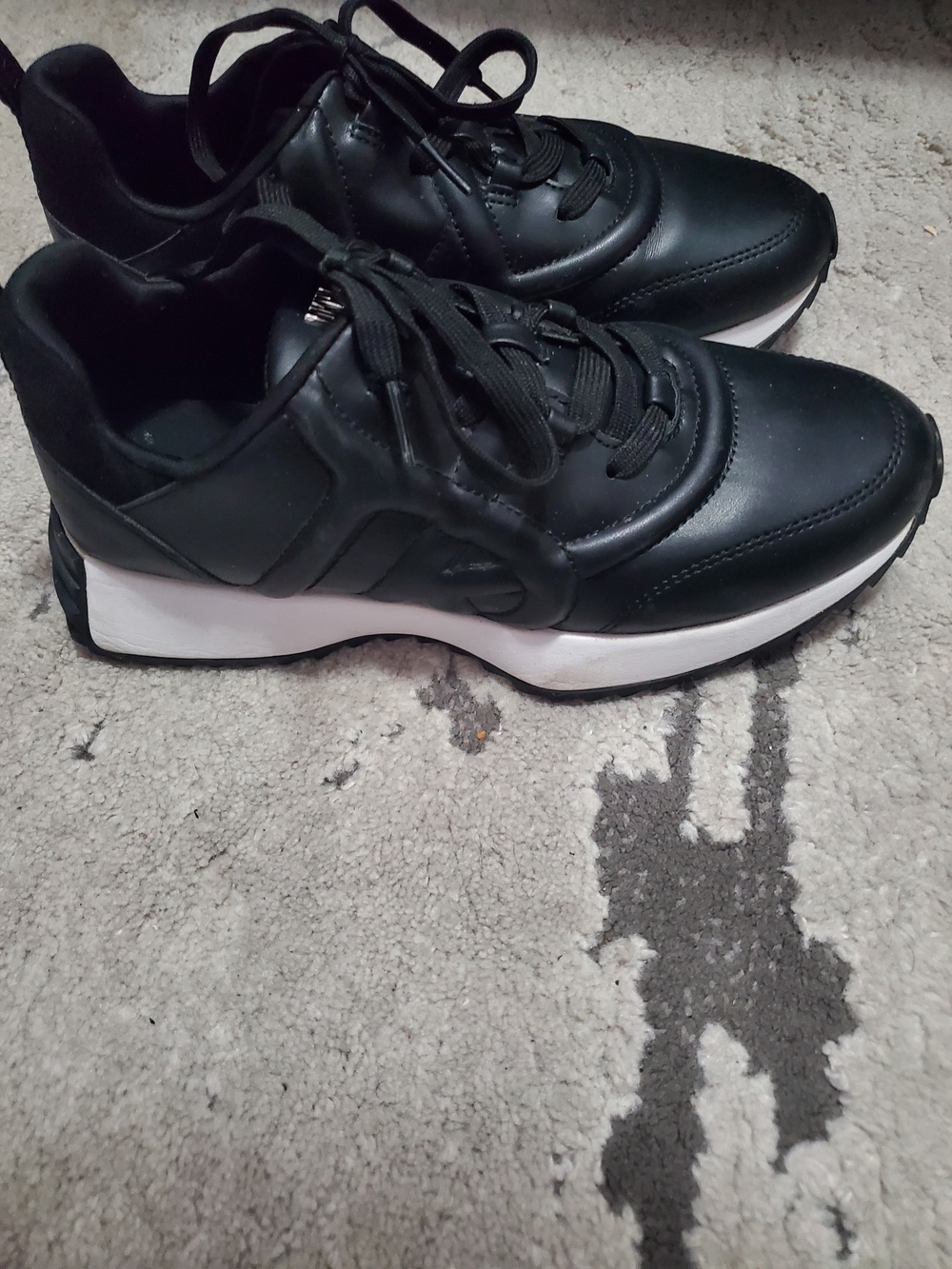 DKNY Black Platform Lace-Up Sneakers with White Sole